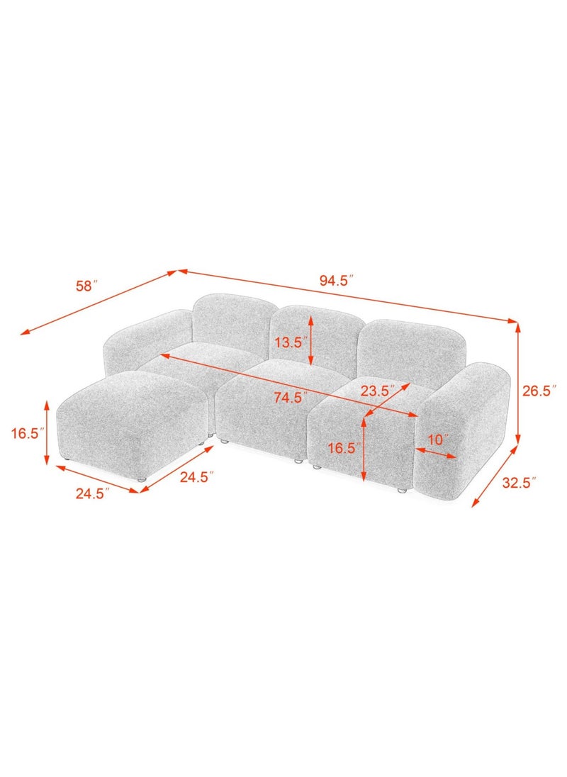 Comfynest - L Shape Modern Design Teddy Sofa - Image 1