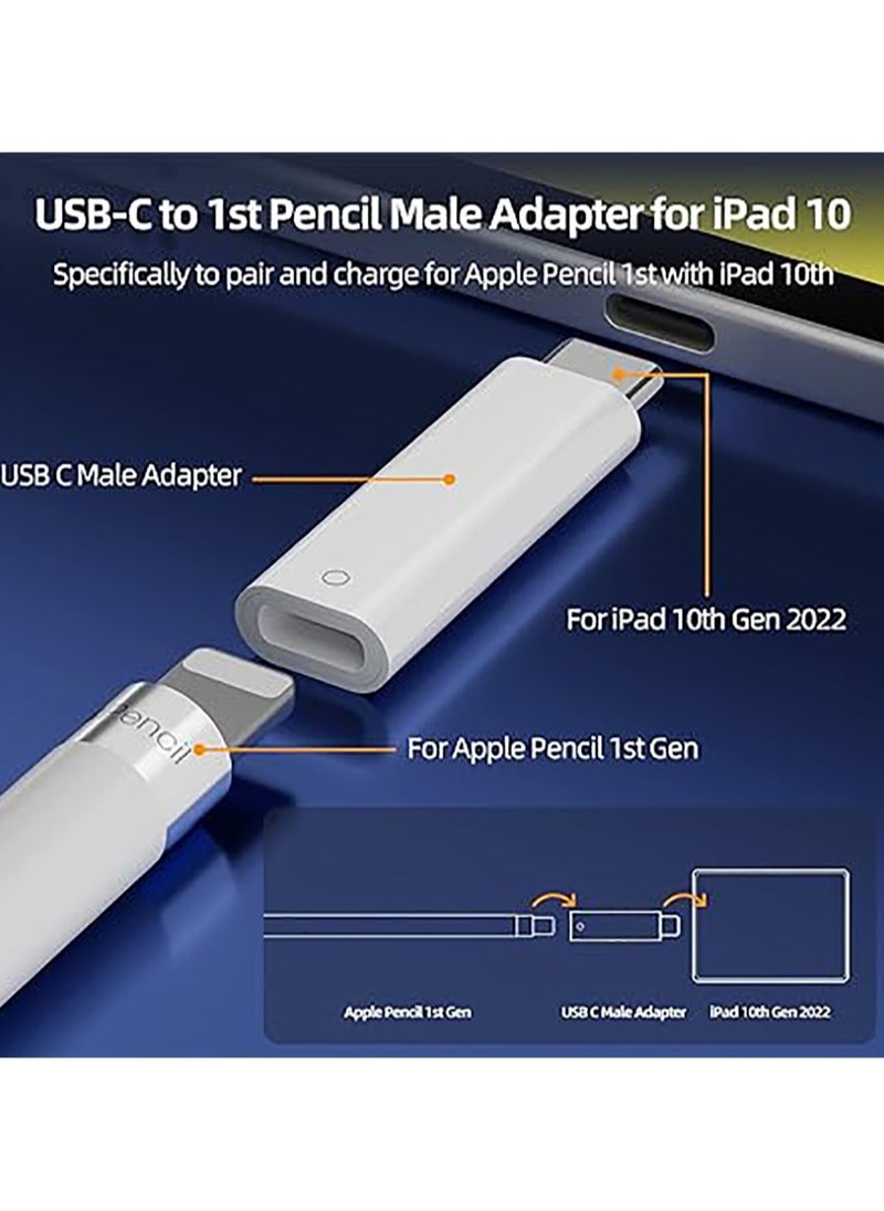 Generic USB-C to Pencil 1st Generation Male Adapter for iPad 10th, Bluetooth Pairing and Charging for Apple Pen i Pencil Gen 1 with iPad 10 2023 Tablet USB Type C Charger to Female Lightning Connector（No OTG）  - Image 2