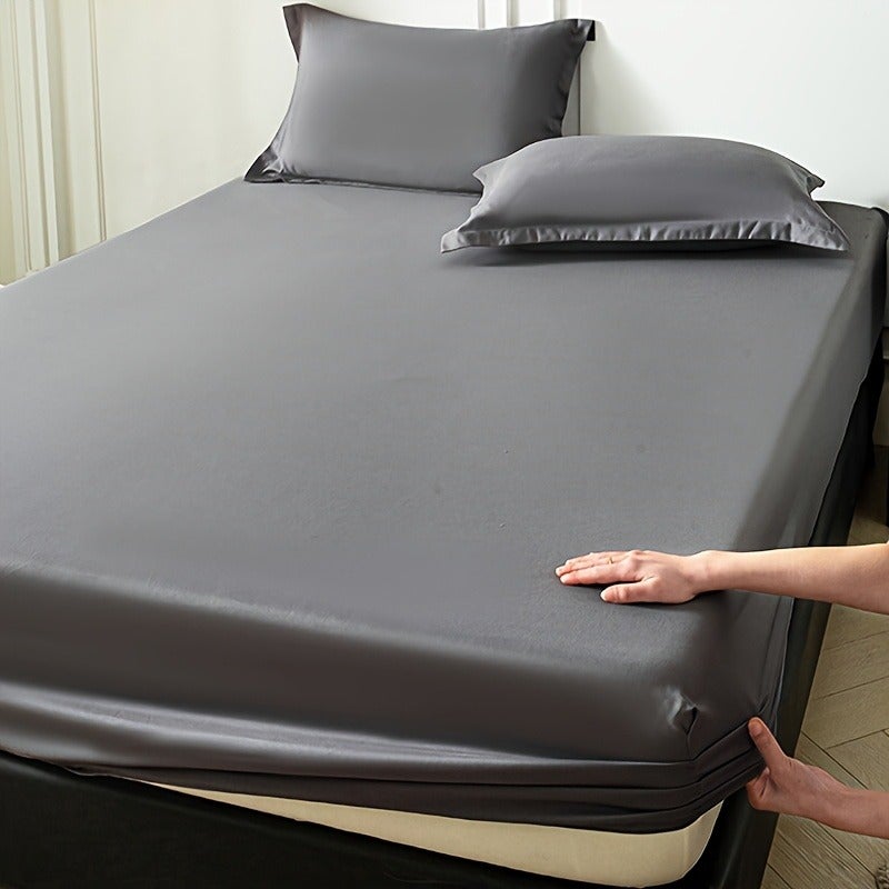 Soft Breathable Microfiber Fitted Sheet Suitable for - Machine-Washable Bedspread, Brushed Texture for Warmth, Solid Color Minimalist Bed, Comfortable for &, Fits Most Bed Frames - Image 1
