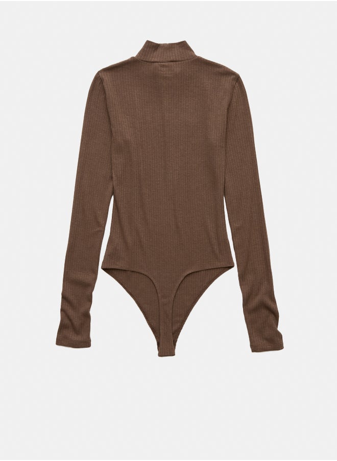 American Eagle AE Long-Sleeve Mock Neck Pointelle Bodysuit  - Image 2