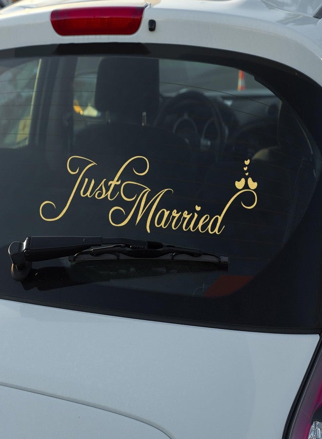 ADECNS Just Married Car Decorations Golden Just Married Wedding Decorations Car Wedding Day Car Window Decals Wedding Decorations for Anniversary - Image 1