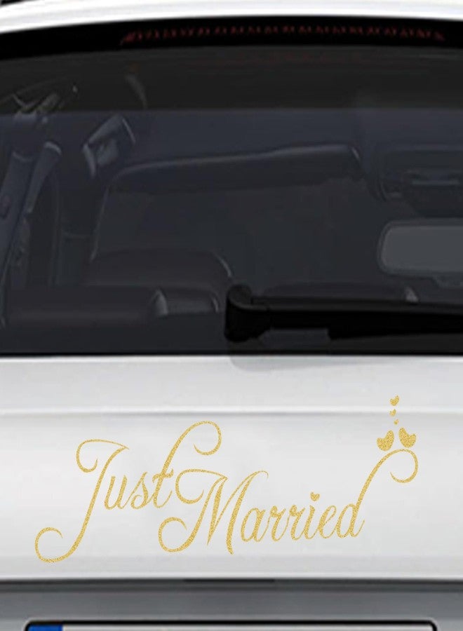 ADECNS Just Married Car Decorations Golden Just Married Wedding Decorations Car Wedding Day Car Window Decals Wedding Decorations for Anniversary - Image 4
