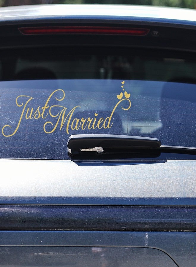 ADECNS Just Married Car Decorations Golden Just Married Wedding Decorations Car Wedding Day Car Window Decals Wedding Decorations for Anniversary - Image 3