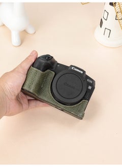 Generic Canon EOSR50 Camera Bag R50 R7 R8 R10 Leather Case Base Removable Battery Camera Case Protective Cover-Color:R10 [Buffalo Pattern PVC] Green  - Image 5