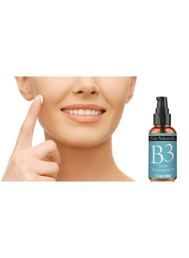 Gia Naturals - Pure, Organic, Natural Vitamin B3 Serum Cream Niacinamide 5% by Gia Naturals. 1 or 2 oz. Anti-aging, Repairs Skin, Reduces Wrinkles, Evens Tone, Fights Acne, Smaller Pores, Boosts Collagen, Made in US - Image 1