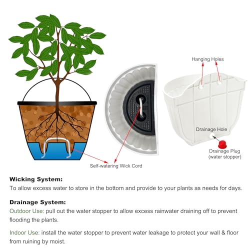 ORIMERC 4 Pack White Wall Planter Pots Vertical Living Wall Hanging Planters Wall Mounted Planter Holder with Drainage Hole for Indoor Outdoor Plants Wall Decor with Hooks/Screws - Image 4