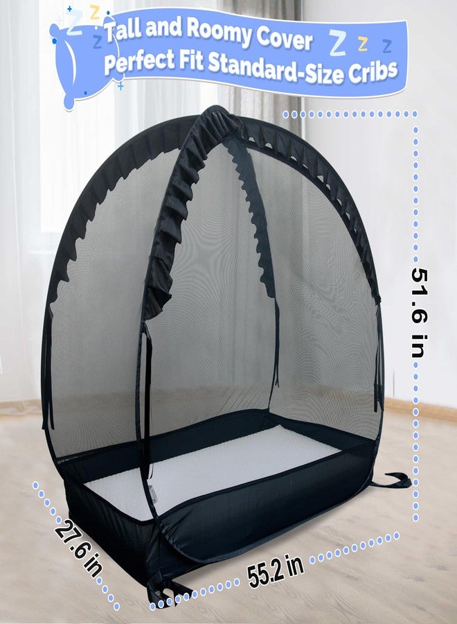 tupi Baby Crib Tent Safety Net to Keep Baby in, Pop Up Crib Tent Canopy Keep Baby from Climbing Out, Mosquito Net for Baby Crib, Ultra Stable Frame, Durable Strong Self-Locking Zipper, Black - Image 3