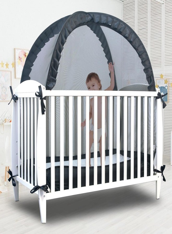 tupi Baby Crib Tent Safety Net to Keep Baby in, Pop Up Crib Tent Canopy Keep Baby from Climbing Out, Mosquito Net for Baby Crib, Ultra Stable Frame, Durable Strong Self-Locking Zipper, Black - Image 2