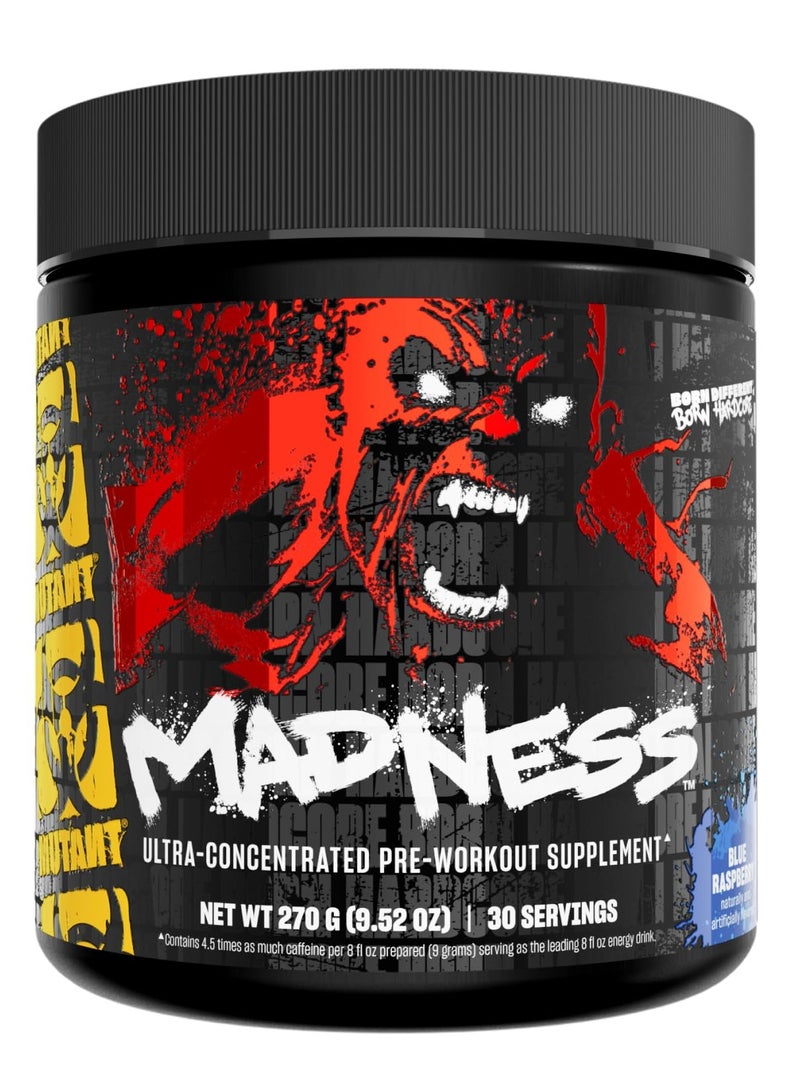 Madness Preworkout Supplement Blue Raspberry 270G