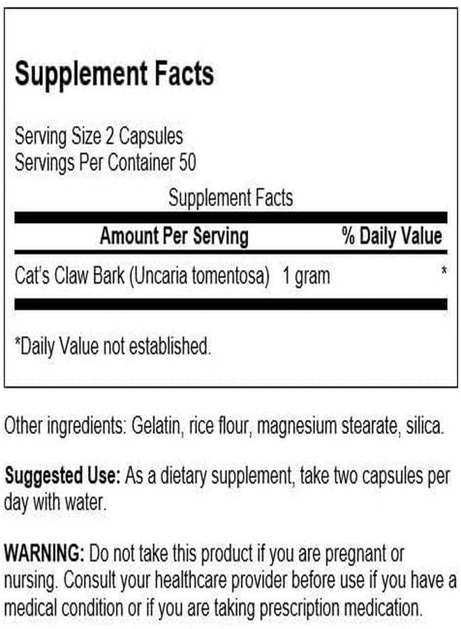 Swanson Full-Spectrum Cat's Claw - Herbal Supplement Promoting Digestive Health & Immune System Support - Natural Formula Supporting Joint Health - (100 Capsules, 500mg Each) - Image 2