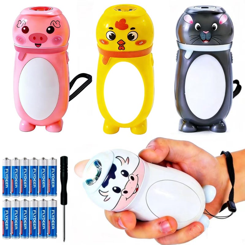 Hilngav 4 Pack Small Mini LED Flashlights for Kids Toddlers Cute Small Animal Flashlight- 2 in 1 Flashlight Camping Lantern Flashlights - Christmas Gift Stocking Stuffers for Girls Boys Party Favors - Image 1