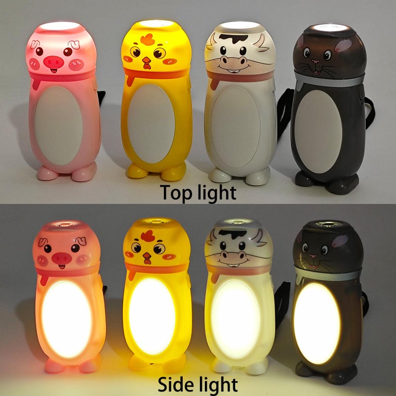 Hilngav 4 Pack Small Mini LED Flashlights for Kids Toddlers Cute Small Animal Flashlight- 2 in 1 Flashlight Camping Lantern Flashlights - Christmas Gift Stocking Stuffers for Girls Boys Party Favors - Image 5