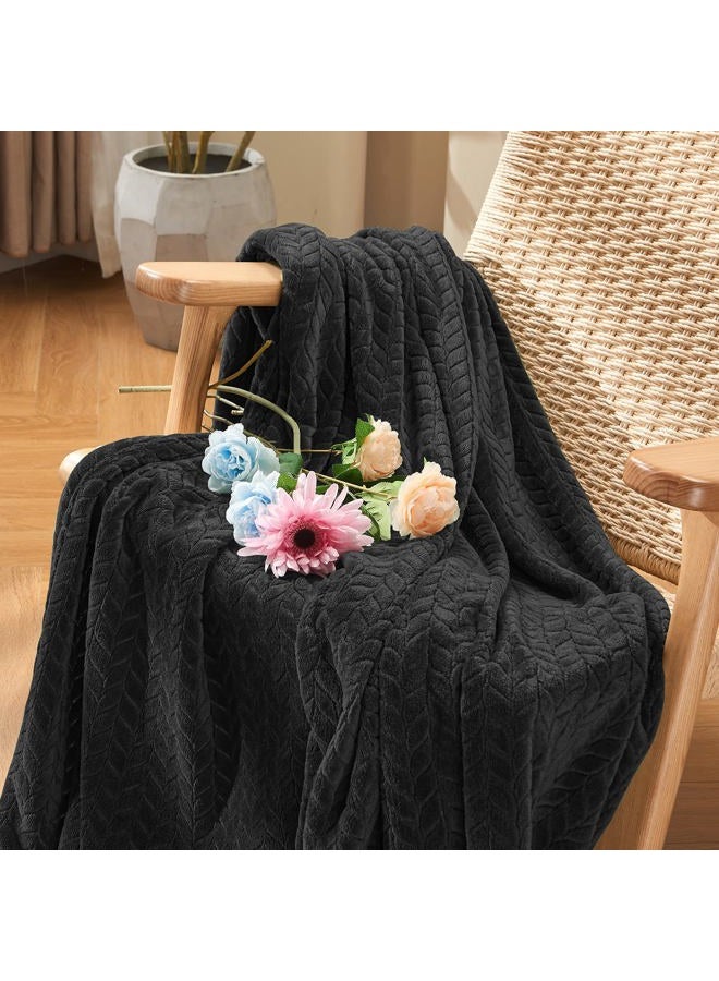 inhand Black Soft Throw Blanket for Couch, Super Soft Flannel Cozy Blankets & Throw for Adults, Plush Blankets for All Season 50×60 Inches - Image 2