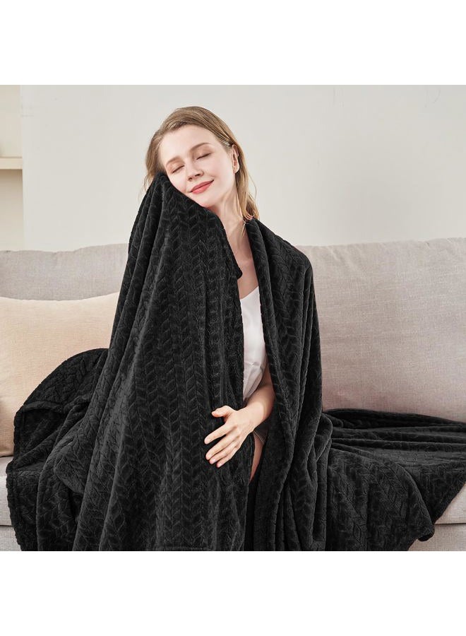 inhand Black Soft Throw Blanket for Couch, Super Soft Flannel Cozy Blankets & Throw for Adults, Plush Blankets for All Season 50×60 Inches - Image 5