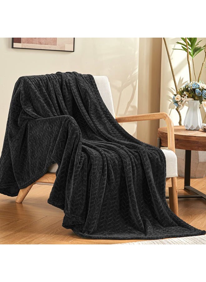 inhand Black Soft Throw Blanket for Couch, Super Soft Flannel Cozy Blankets & Throw for Adults, Plush Blankets for All Season 50×60 Inches - Image 1