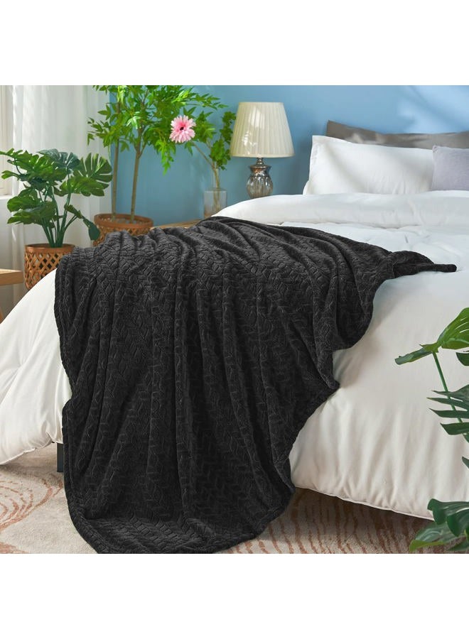 inhand Black Soft Throw Blanket for Couch, Super Soft Flannel Cozy Blankets & Throw for Adults, Plush Blankets for All Season 50×60 Inches - Image 3