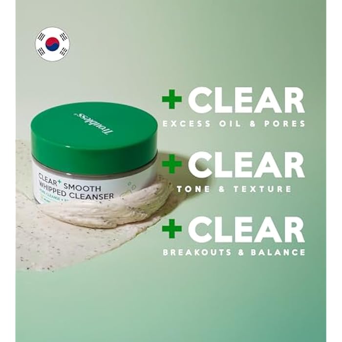 Troubless CLEAR PLUS Smooth Whipped Cleanser – Korean Skin Care Mask-to-Foam Facial Cleanser w/Vitamin C, Mung Bean, Kaolin Clay & PHA – Pore-Refining & Hydrating Face Wash (2.70 fl oz) - Image 2