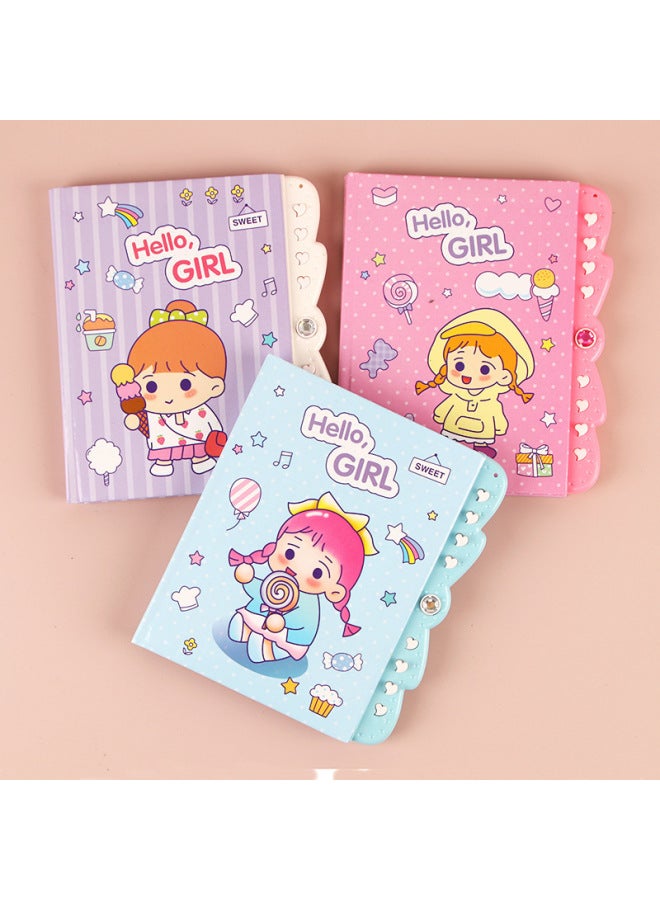 HELPS Cartoon Password Book Children's Girl Heart Cute Diary With Lock Student Creative Stationery Notebook - Image 1