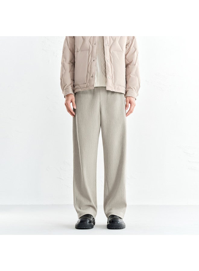 Waxbird Men's 25 Winter Style Textured Straight Leg Stretch Pants Drawstring Sweatpants Men's Casual Pants - Image 2