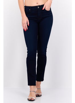 7 FOR ALL MANKIND Women Slim Fit Solid Stretchable Denim Jeans, Navy  - Image 1
