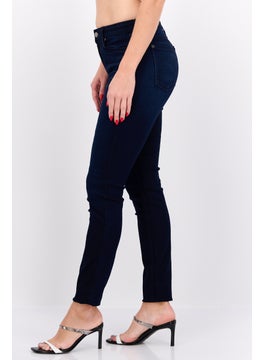 7 FOR ALL MANKIND Women Slim Fit Solid Stretchable Denim Jeans, Navy  - Image 4