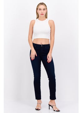 7 FOR ALL MANKIND Women Slim Fit Solid Stretchable Denim Jeans, Navy  - Image 3