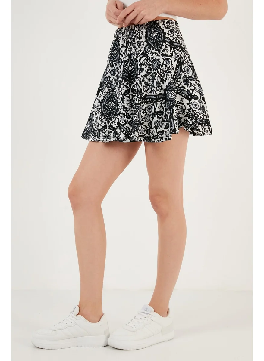 Lela Patterned Elastic Waist Mini Short Skirt Women's Short Skirt 5865118