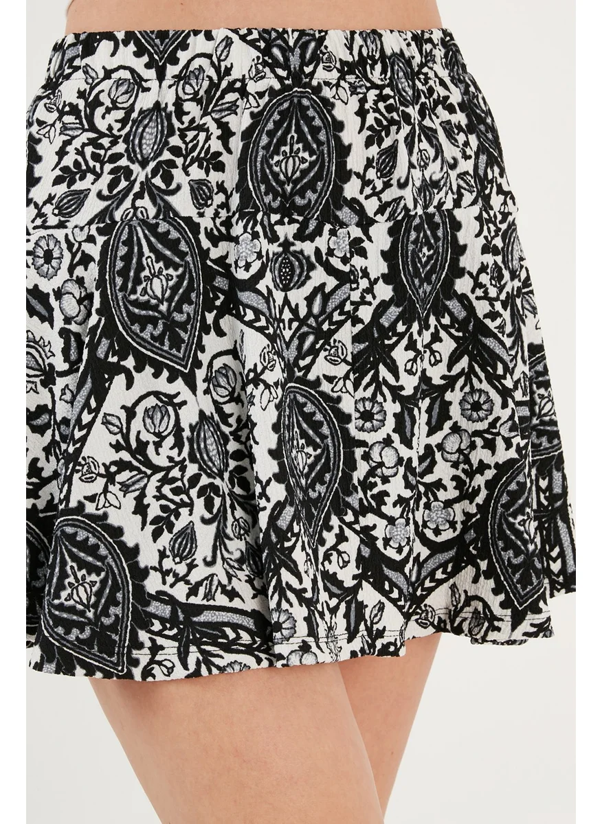 Lela Patterned Elastic Waist Mini Short Skirt Women's Short Skirt 5865118