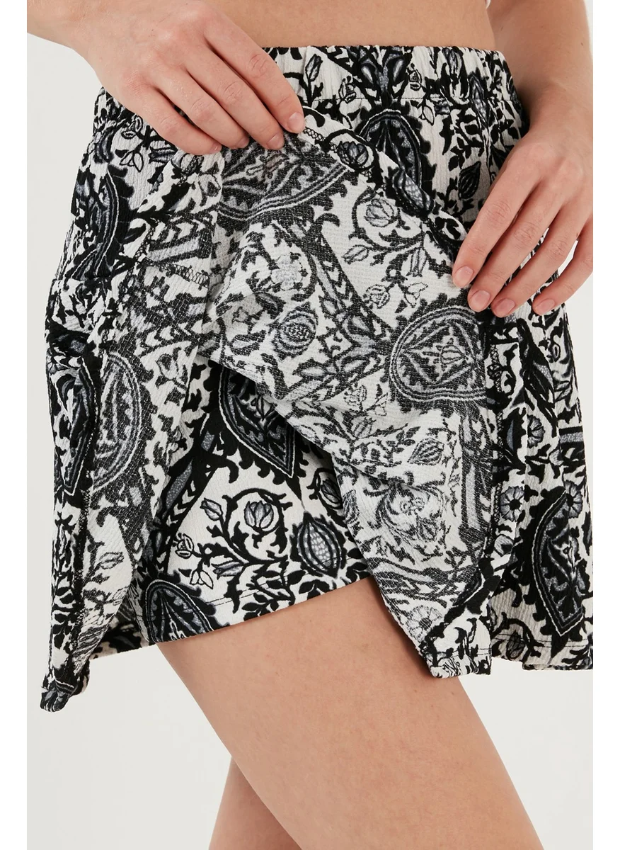 Lela Patterned Elastic Waist Mini Short Skirt Women's Short Skirt 5865118