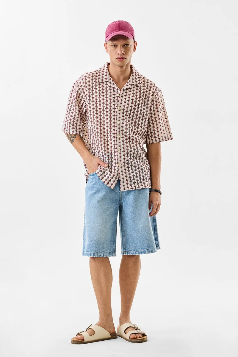 SNITCH Cuban Collar Crochet Box Fit Shirt