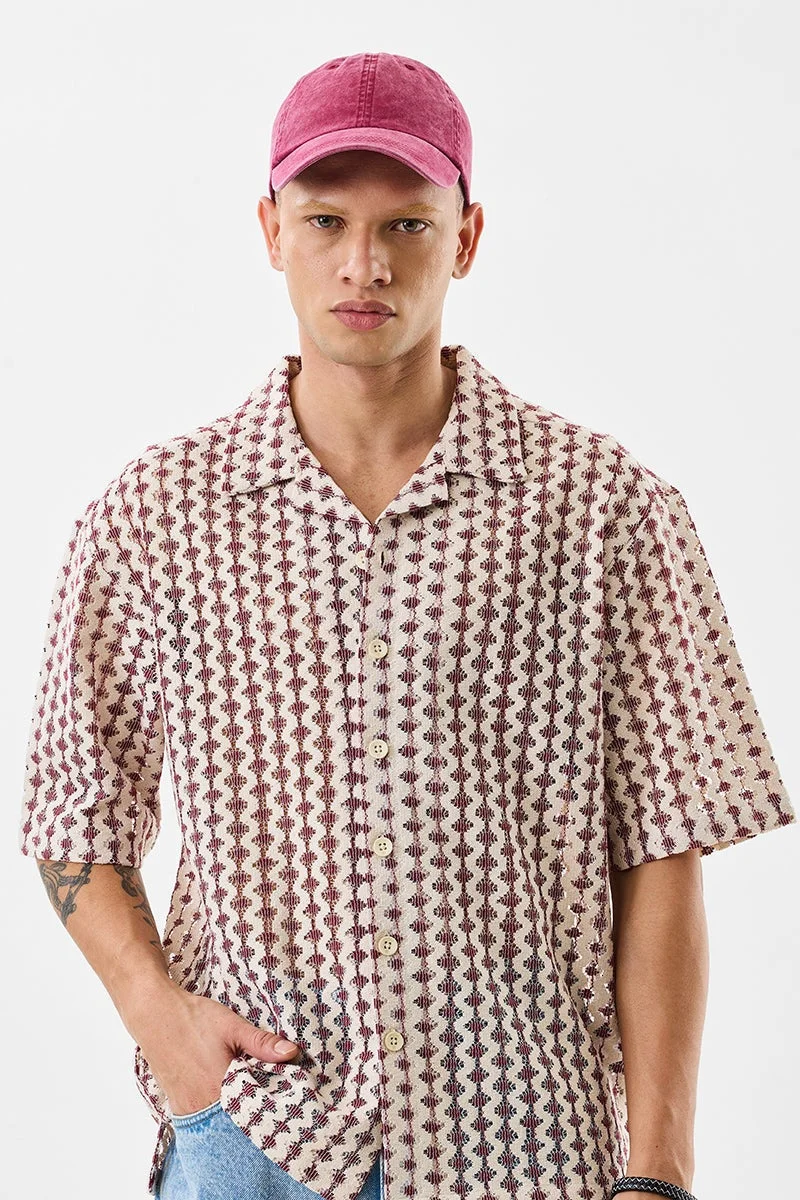 سنيتش قميص بياقة كوبية بقصة واسعة وكروشيه