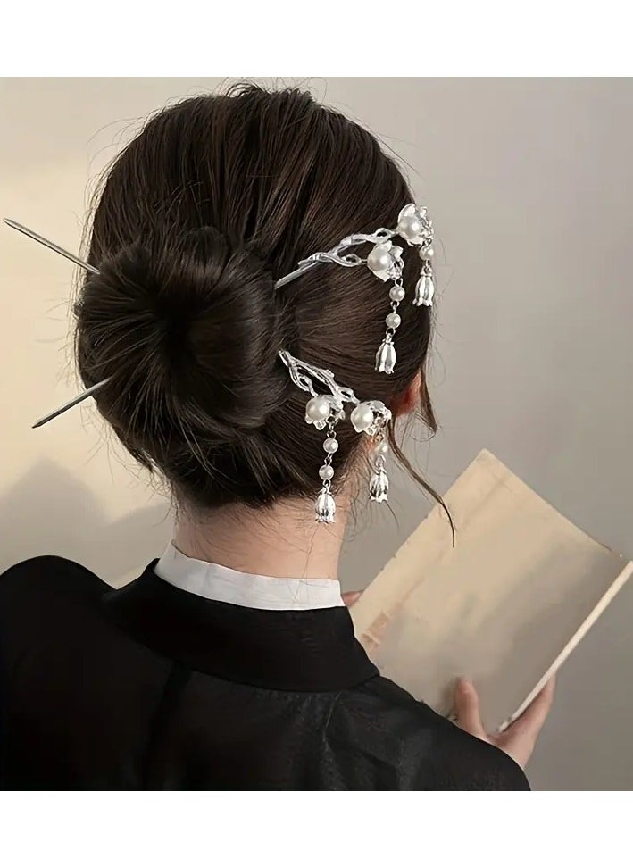 ORiTi - 1pcs Retro Flower Hairpin with Tassel for Hanfu and Hair Accessories for Women - Image 1