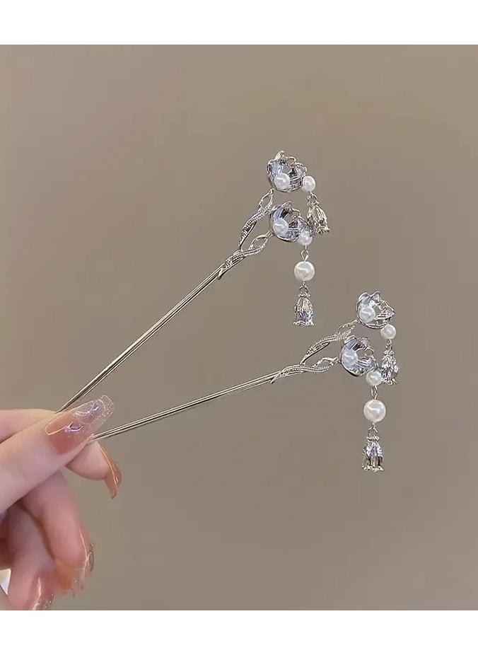 ORiTi - 1pcs Retro Flower Hairpin with Tassel for Hanfu and Hair Accessories for Women - Image 1