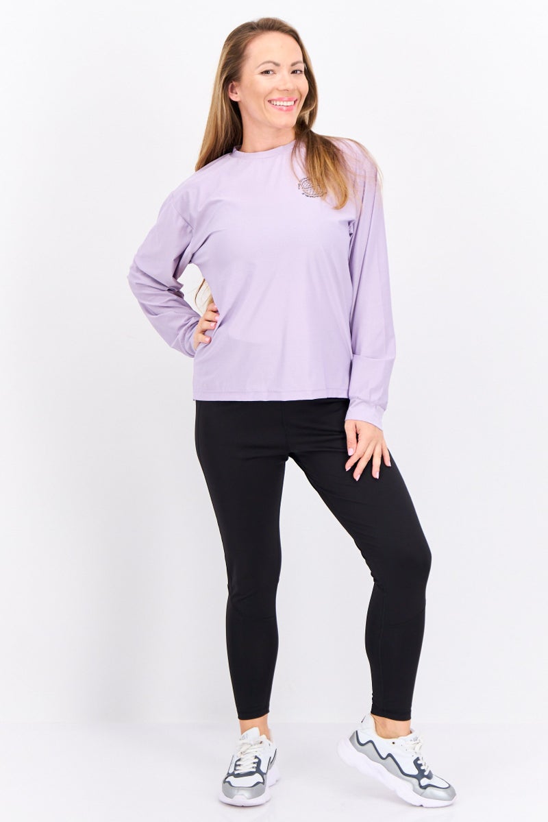 The Giving Movement Women Crew Neck Long Sleeves Brand Logo Top, Lavedner - Image 4
