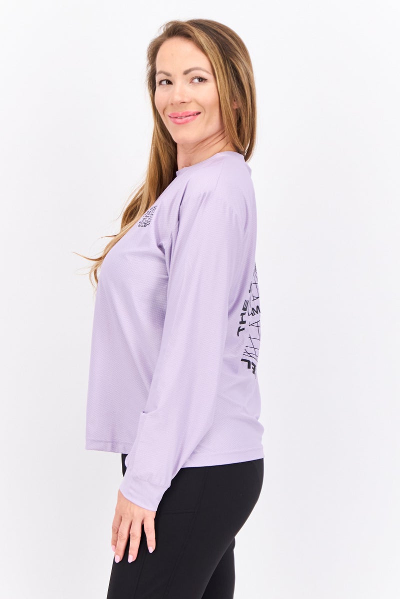 The Giving Movement Women Crew Neck Long Sleeves Brand Logo Top, Lavedner - Image 2