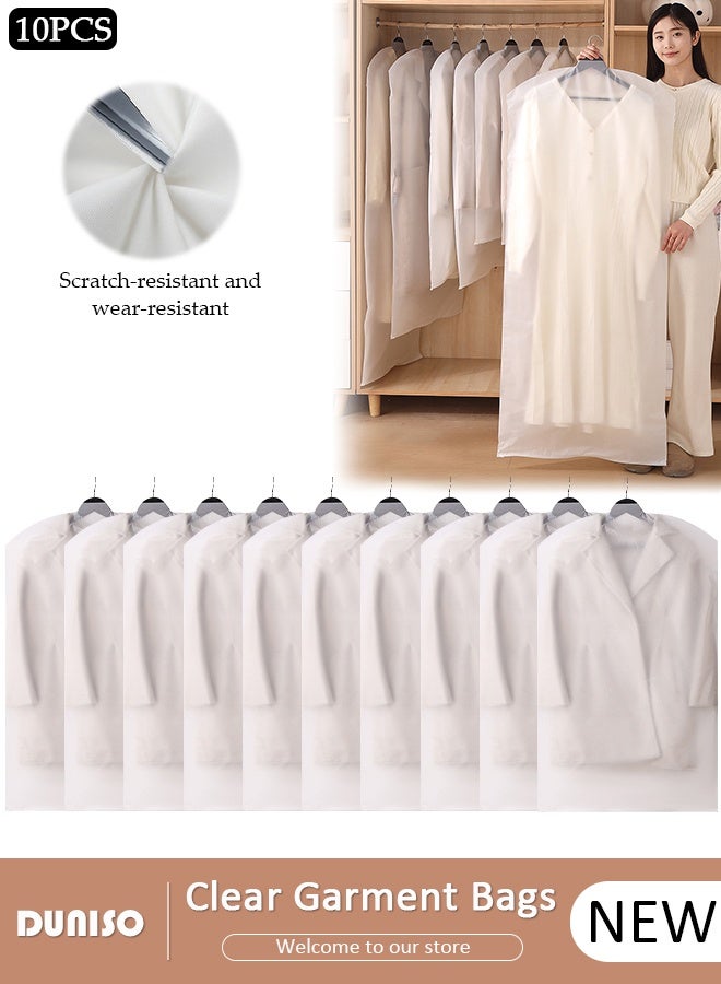 DUNISO 10 PCS Hanging Clear Garment Bags, Washable Clothes Bags for Storage Waterproof Garment Bags for Closet Storage, Wardrobe Clothes Protector, Breathable Dust Cover for Shirts, Coats, Dresses, Suits - Image 1