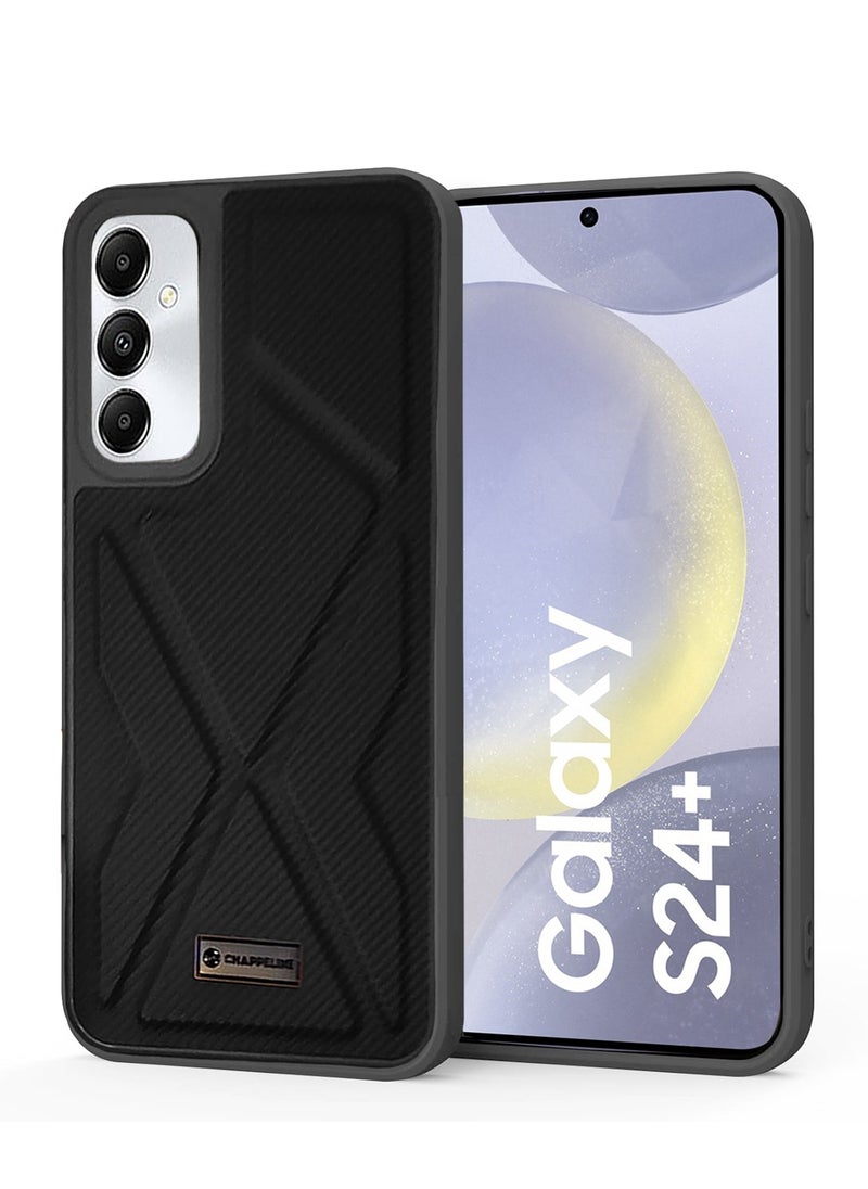 CHAPPELINE - Soft Silicone Fabric Texture Case Cover For Samsung Galaxy S24+ / S24 Plus 5G 2024 Black - Image 1