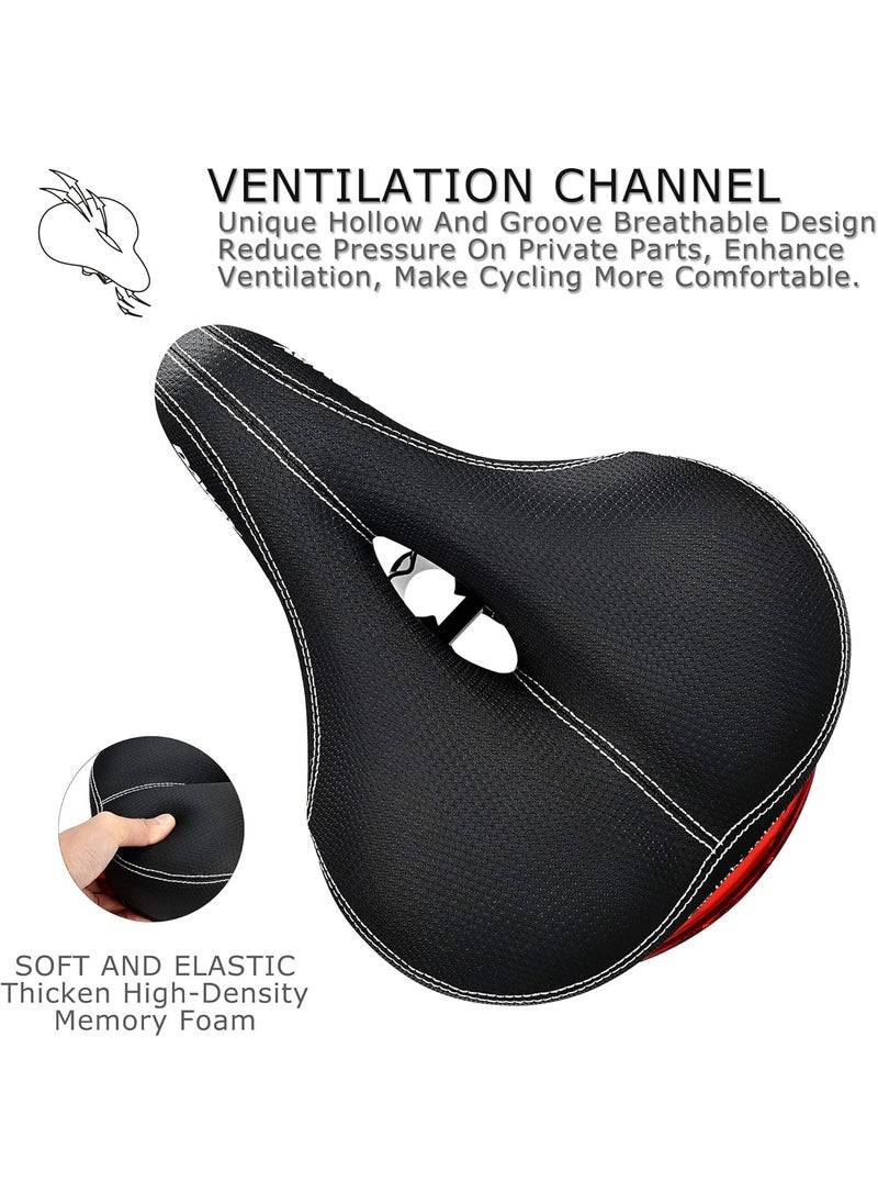 DAWAY DAWAY C99 Comfortable Wide Bike Saddle and C6M Black Soft Memory Foam Padded Large Bicycle Seat Cover for Men Women Universal Fit for Outdoor Indoor Exercise Bikes  - Image 3