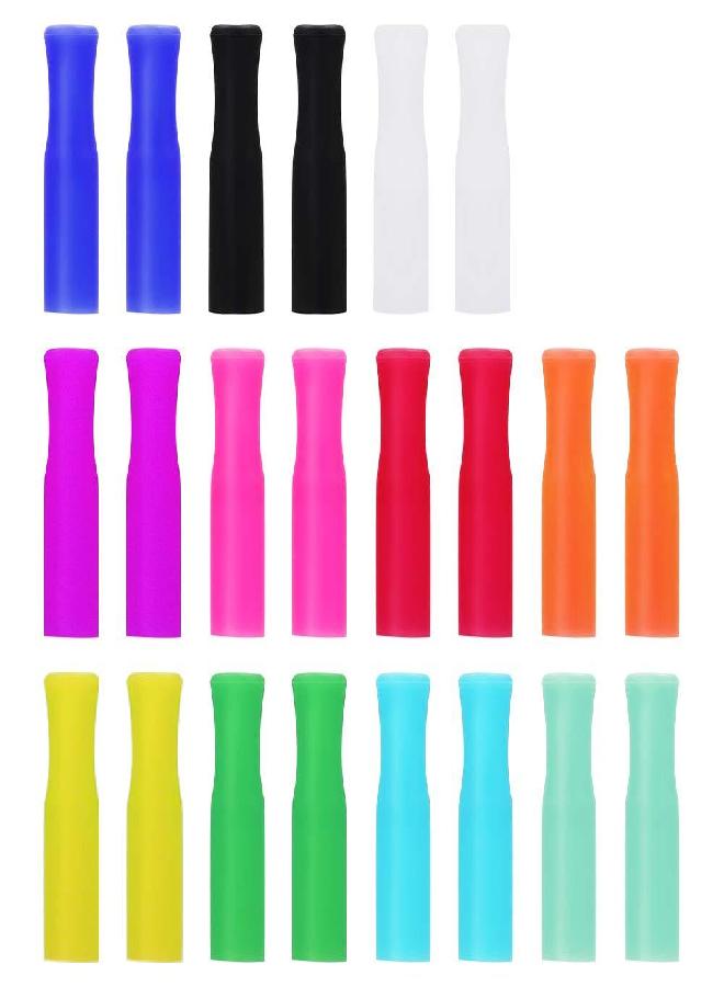 22Pcs Reusable Straws Tips, Silicone Straw Tips, Multi-color Food Grade Straw Tip Covers Only Fit for 1/4 Inch Wide(6MM Out diameter) Stainless Steel Straws by Accmor