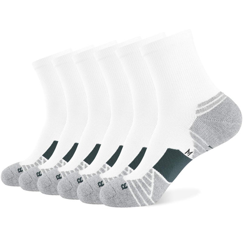 WANDER Men's Athletic Ankle Socks 6 Pairs Running Socks for Sport Low Cut Cycling Socks 6-9/10-12/12-14 (White Grey, Shoe Size: 10-12) - Image 1