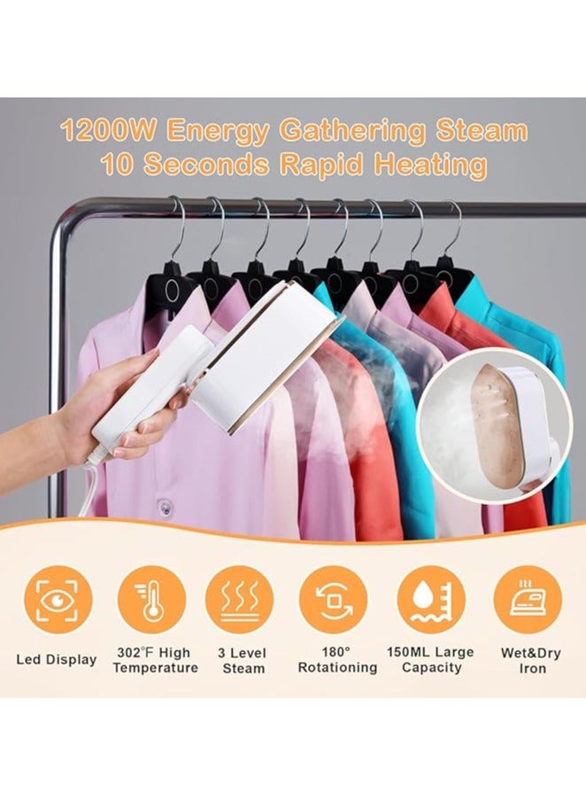 Travel Steamer Iron for Clothes – 1200W Handheld Portable Travel Garment Steamer, 3 Steam Levels, LCD Screen, 10S Fast Heat-Up, Wrinkle Remover for Dress Shirts, Clothes, Fabric, Home & Travel, Portable Steamer for Clothes, Compact Ironing Solution, Anti-Drip, Powerful Steaming, Travel-Friendly Steamer  - Image 3