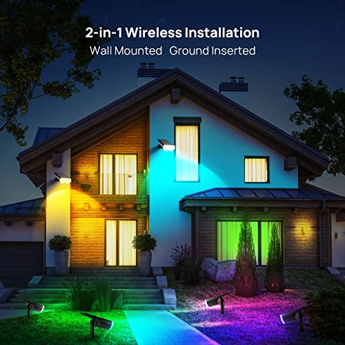 Consciot Solar Spot Lights Outdoor, Halloween Decorations 22 LEDs IP67 Waterproof Color Changing Solar Outdoor Lights, 8 Colors, 2-in-1 Adjustable Wall Lights for Garden Yard Pathway, 2 Pack(RGB) - Image 5