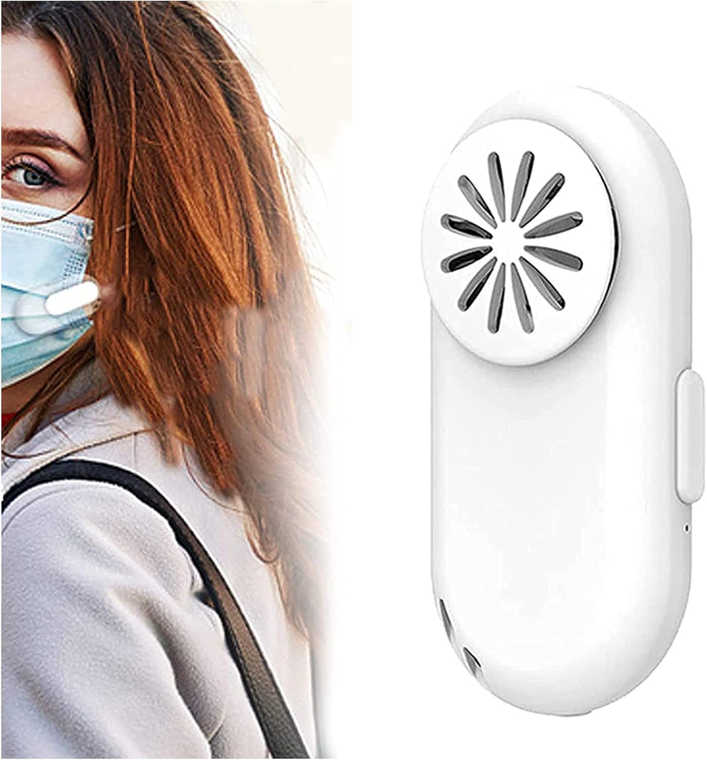 Breathe Cooler Wearable Air Purifier,Portable Mini Air Purifier Mask Fan,Reusable Personal Wearable Mini Fan Cool Mask Clip-on Air Purifier,Personal Ionizer Air Purifier Wearable (White 1Pcs)