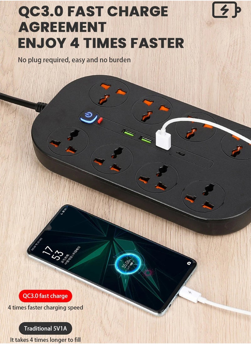 EzzySo Power Strip Fast Charger Multiprise Smart Home Extension Electrical Socket Type C Power Socket USB Port For Computer Phone Multiple Devices Charge  - Image 3