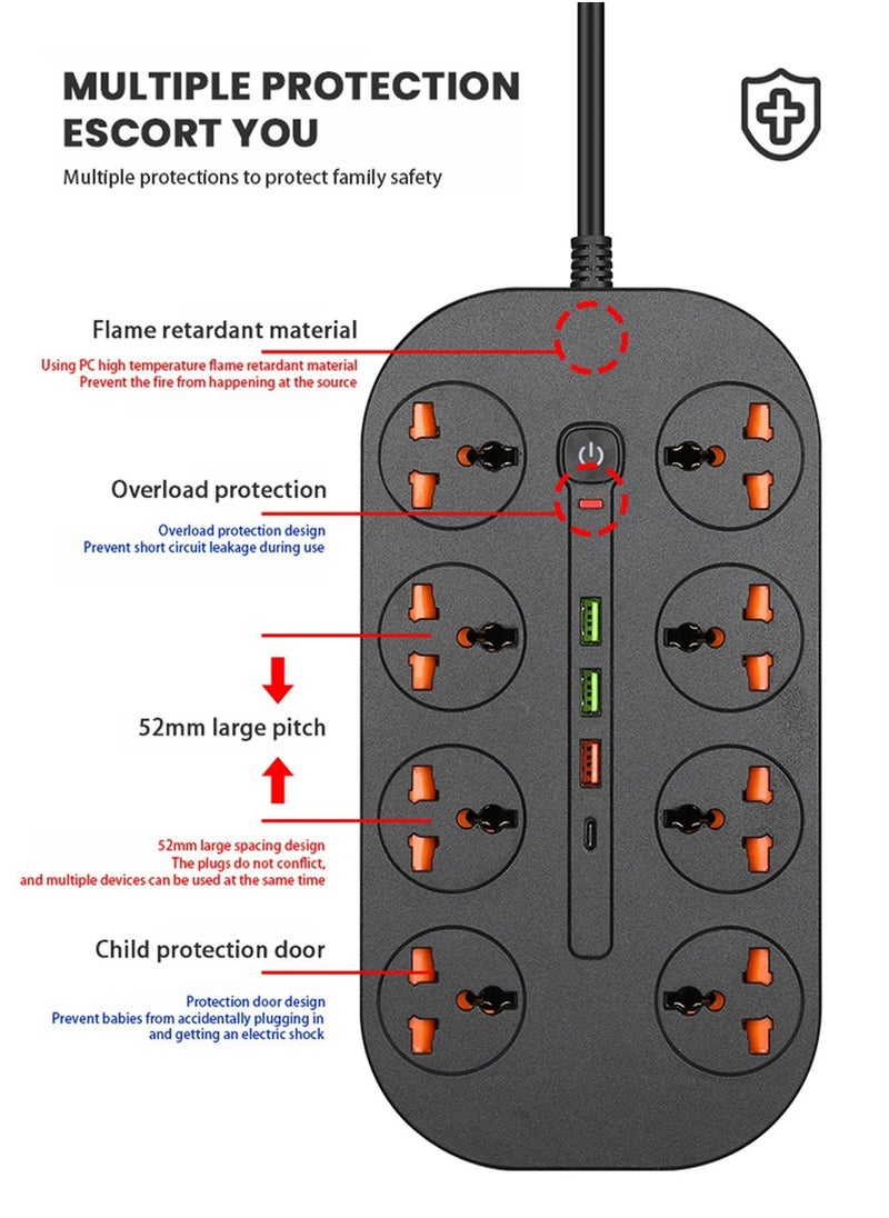 EzzySo Power Strip Fast Charger Multiprise Smart Home Extension Electrical Socket Type C Power Socket USB Port For Computer Phone Multiple Devices Charge  - Image 2