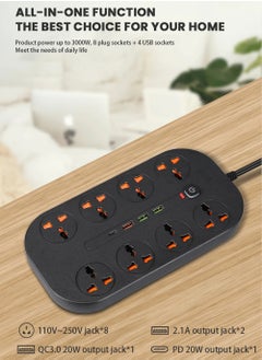 EzzySo Power Strip Fast Charger Multiprise Smart Home Extension Electrical Socket Type C Power Socket USB Port For Computer Phone Multiple Devices Charge  - Image 5
