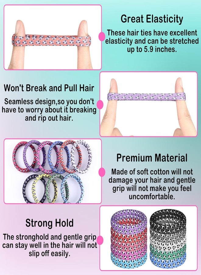 Chuangdi 100 Pcs Soccer Hair Accessories for Girls Nylon Hairband Soccer Sport Hair Ties Team Gifts Elastics Ponytail Soft Hairband No Crease Damage for Girls Thick Straight Curly Multi Colored - Image 4