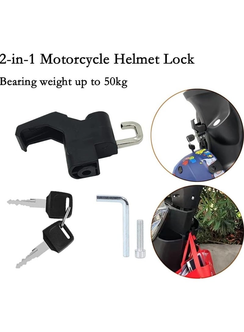 Helmet Lock 2-in-1 Helmet Hook Lock Anti Theft Motorcycle Helmet Security Lock with Keys for Motorcycle E-Bike Bicycle