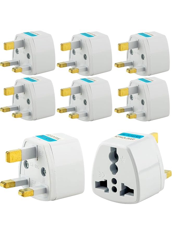 promass 6-Pack Universal EU to UK Plug Adapter, US AU to UK UAE Converter Switch, 3 Pin AC Travel Electrical Socket Outlets Travel Adapter Set - Compact, Multi-Plug Converter, White - Image 1