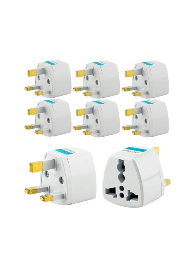 promass 6-Pack Universal EU to UK Plug Adapter, US AU to UK UAE Converter Switch, 3 Pin AC Travel Electrical Socket Outlets Travel Adapter Set - Compact, Multi-Plug Converter, White - Image 2